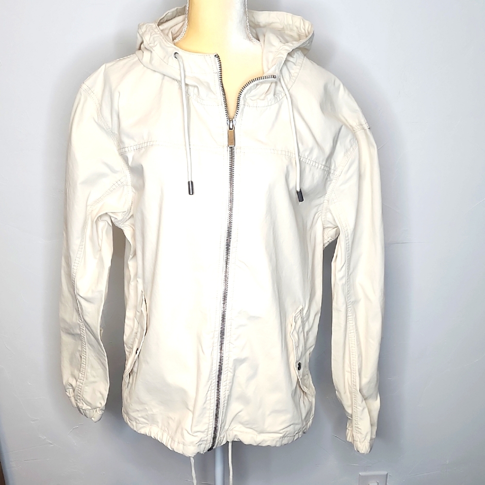 Sz XL Zara off white canvas hooded jacket   D19